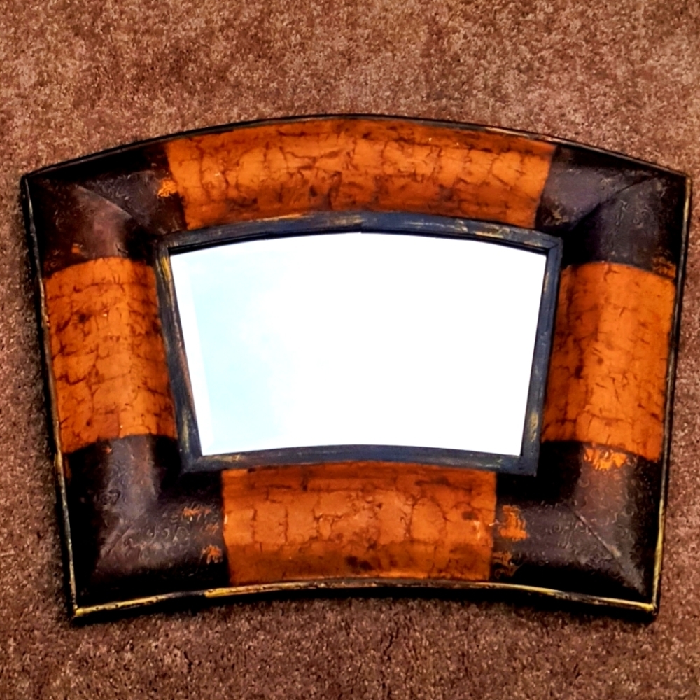 Exquisite 3D Curved Mirror - Textured rich Browns & Tans - 25" x 19" x 3"